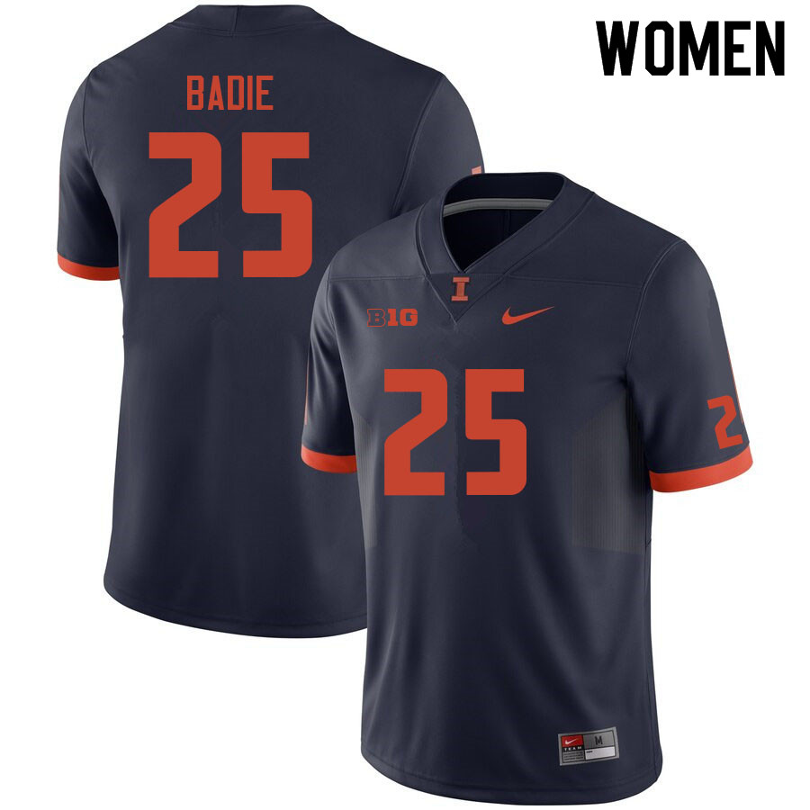Women #25 Jared Badie Illinois Fighting Illini College Football Jerseys Sale-Navy